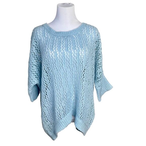 Maurices Blue Open Weave Crewneck Pullover Slouchy Sweater sz XL - Picture 1 of 10